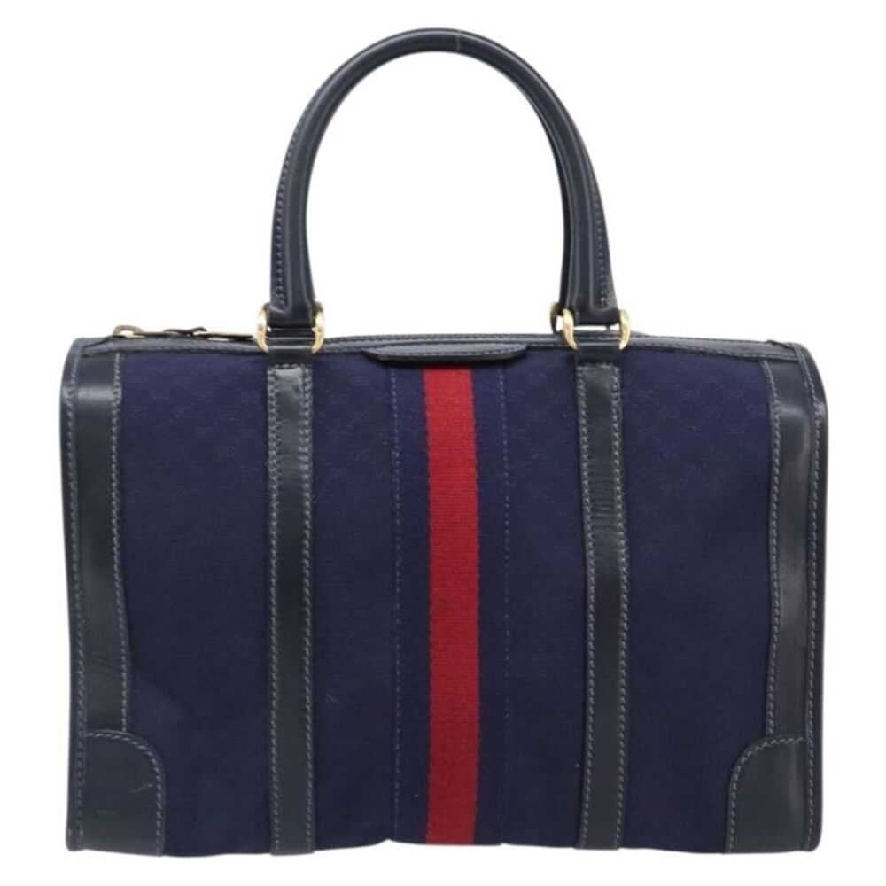 Gucci Vintage Web Boston Gg Canvas Navy Canvas Handbag